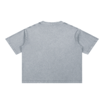 Back view of grey Mineral Wash Boxy Cotton T-Shirt highlighting its relaxed fit and minimalistic design.