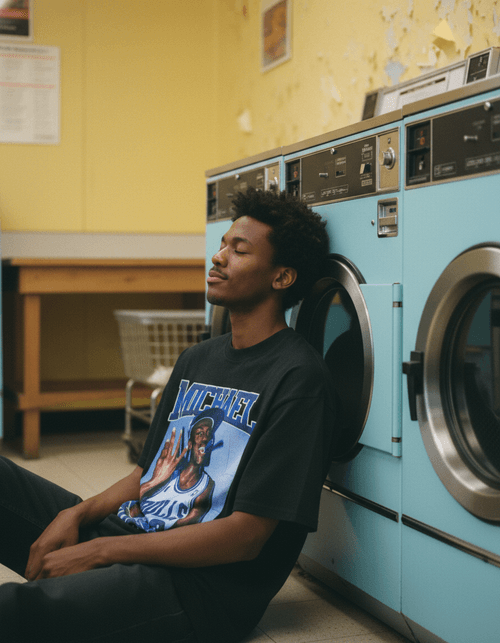 Model wearing Carolina Vintage Tee | FNDMNTLS