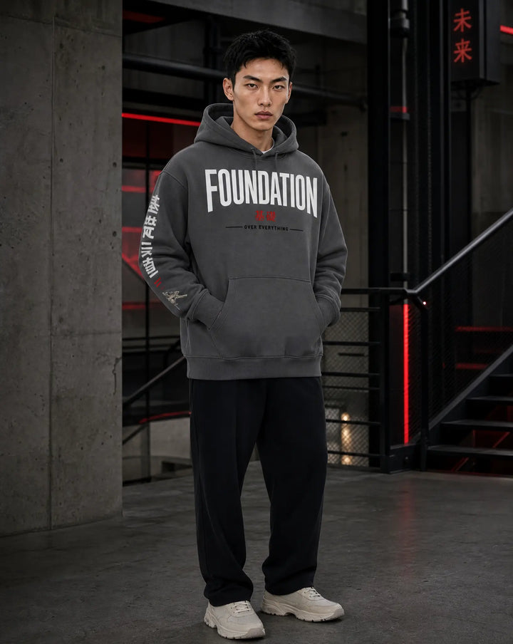 Foundation Essential Oversized Boxy Fleece Hoodie | FNDMNTLS