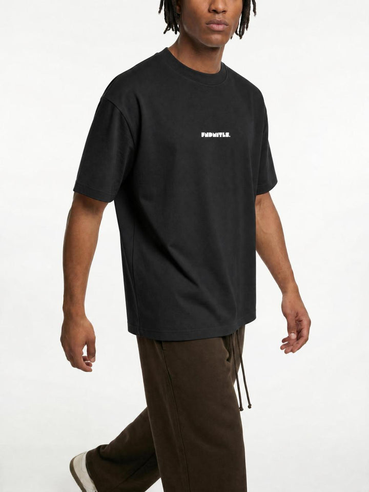 Black Logo Essentials Heavyweight Tee | FNDMNTLS