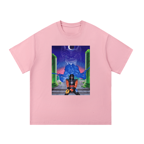 Pink Ninja Magic Essential Cotton T-Shirt with colorful fantasy warrior print, made from 100% cotton for breathable comfort.
