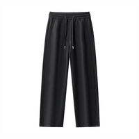 Black Essential Drawstring Straight-Leg Sweatpants with side pockets and elastic waistband, ideal for casual or gym wear.