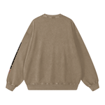 Back view of brown Snow Washed Oversized Sweatshirt showcasing oversized fit and minimal back design for casual styling.