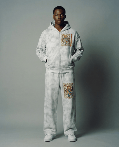 FNDMNTLS. Armor of God Gray TieDye ZipUp Hoodie