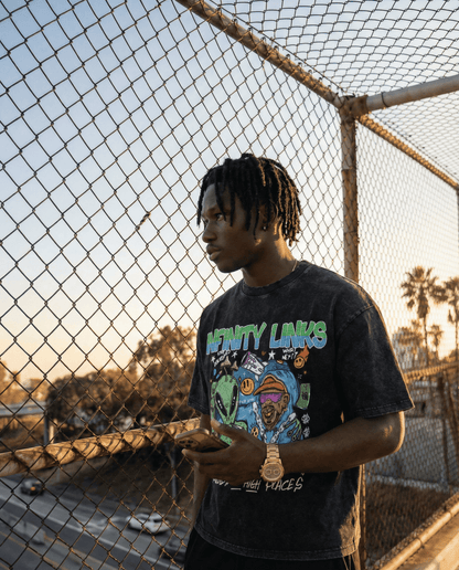 Aliens Oversize Snow Washed Graphic T-Shirt by Shop FNDMNTLS - Tshirts, 100% Cotton, 100% Cotton Shirt