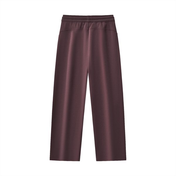 Back view of brown Essential Drawstring Straight-Leg Sweatpants with a clean, wide-leg design for casual or sporty looks.