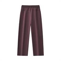Back view of brown Essential Drawstring Straight-Leg Sweatpants with a clean, wide-leg design for casual or sporty looks.