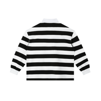 Back view of black and white Color Block Stripe Polo Shirt showing horizontal stripes and clean finish, made for casual comfort.
