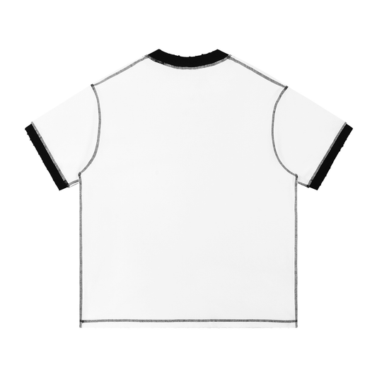 Contrast-Stitched Cotton T-Shirt white back