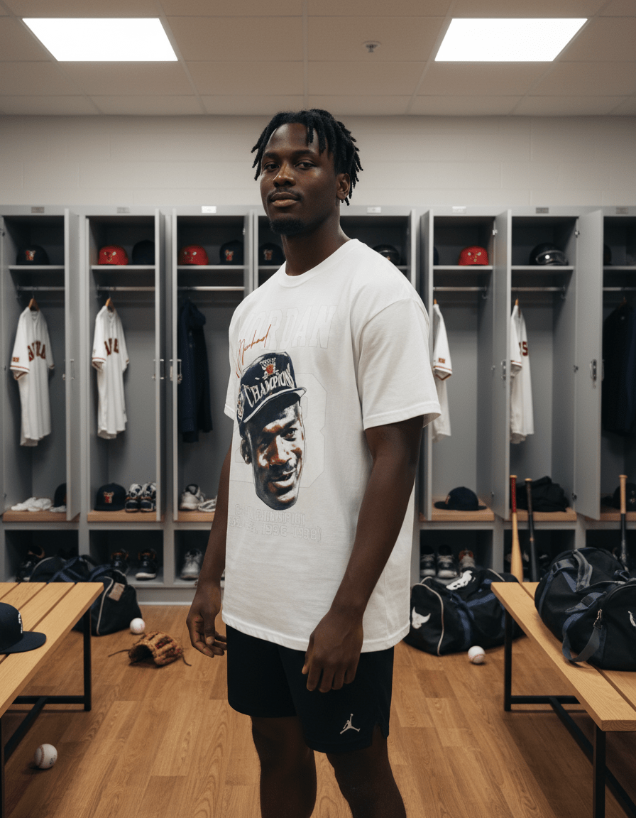 Model wearing Better With Time Vintage Basketball Tee