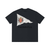 Black Standard Bearer Vintage Wash T-Shirt with a waving flag and medieval crest with the brand name, FNDMNTLS, below the flag