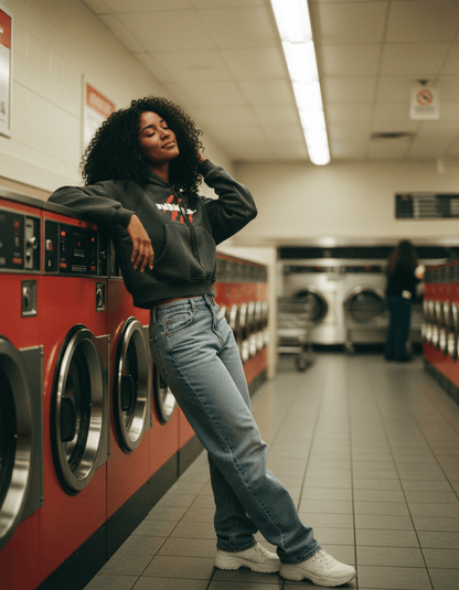 Blood Scarred Snow Washed Cropped Hoodie by Shop FNDMNTLS - hoodies, Casual Wear, Cropped Hoodie