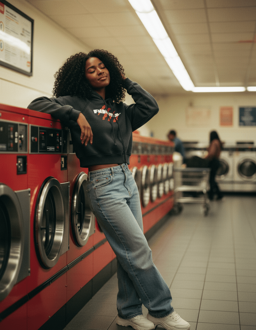 Blood Scarred Snow Washed Cropped Hoodie by Shop FNDMNTLS - hoodies, Casual Wear, Cropped Hoodie