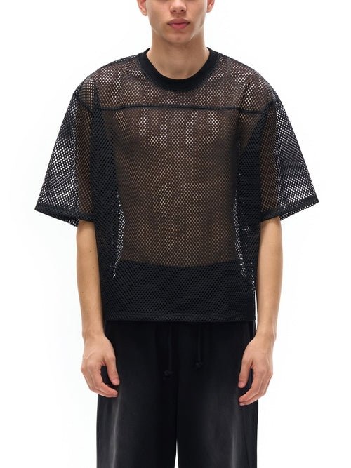 Boxy Net T-Shirt with Bird Motif - Stylish & Versatile Style by Shop FNDMNTLS - Tshirts, Boxy Net T-shirt, Casual Wear