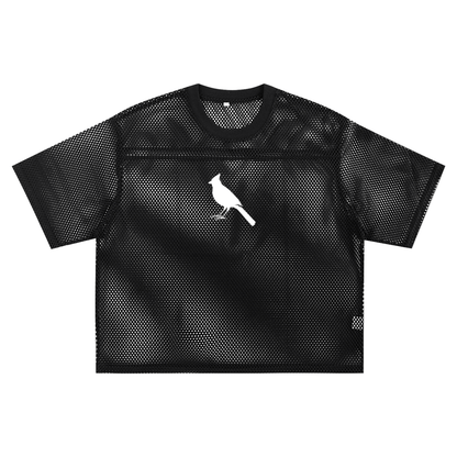 Boxy Net T-Shirt with Bird Motif - Stylish & Versatile Style by Shop FNDMNTLS - Tshirts, Boxy Net T-shirt, Casual Wear