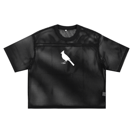 Boxy Net T-Shirt with Bird Motif - Stylish & Versatile Style by Shop FNDMNTLS - Tshirts, Boxy Net T-shirt, Casual Wear