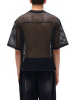 Boxy Net T-Shirt with Bird Motif - Stylish & Versatile Style by Shop FNDMNTLS - Tshirts, Boxy Net T-shirt, Casual Wear