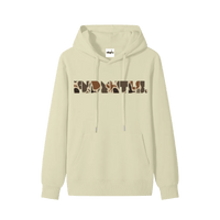 Cream hoodie with camouflage logo