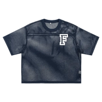 Navy Chrome Cardinals Boxy Net T-shirt with white 'F' chest logo. Short sleeve unisex fit crafted from 100% polyester mesh.