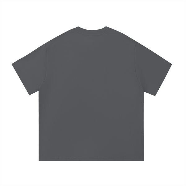 Back view of gray One Piece Essential Cotton T-Shirt, simple and clean for a minimalist casual wardrobe staple.
