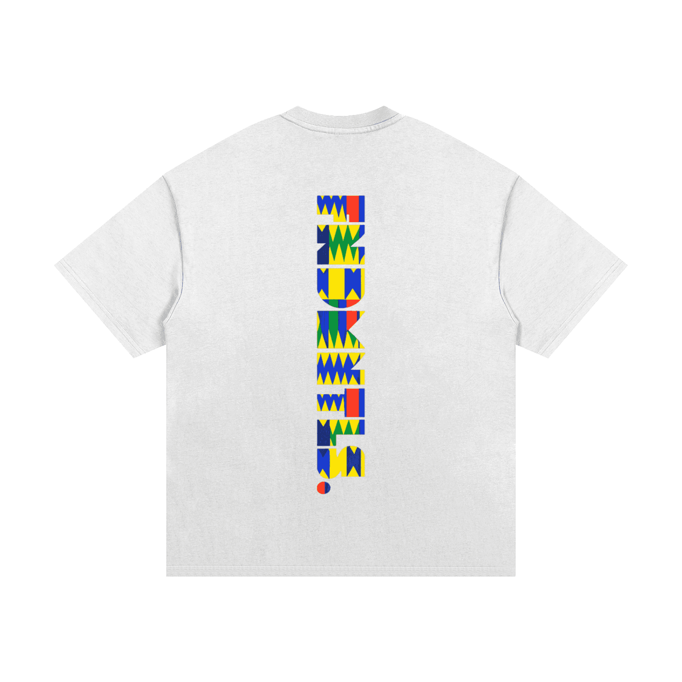 Blue Kinte Heavyweight Cotton T-Shirt, in white back view