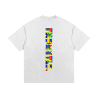 Blue Kinte Heavyweight Cotton T-Shirt, in white back view