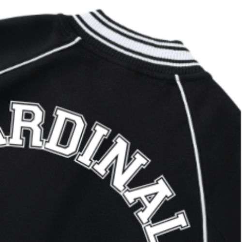 Chrome Cardinal Contrast Trim Raglan Varsity Jacket by Shop FNDMNTLS - Varsity Jackets, Chrome Cardinals, fleeced