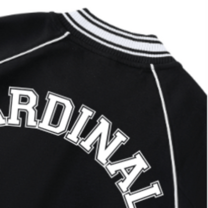 Chrome Cardinal Contrast Trim Raglan Varsity Jacket by Shop FNDMNTLS - Varsity Jackets, Chrome Cardinals, fleeced