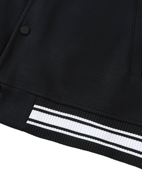 Chrome Cardinal Contrast Trim Raglan Varsity Jacket by Shop FNDMNTLS - Varsity Jackets, Chrome Cardinals, fleeced