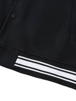 Chrome Cardinal Contrast Trim Raglan Varsity Jacket by Shop FNDMNTLS - Varsity Jackets, Chrome Cardinals, fleeced