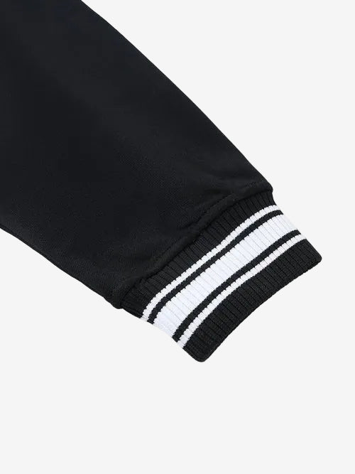 Chrome Cardinal Contrast Trim Raglan Varsity Jacket by Shop FNDMNTLS - Varsity Jackets, Chrome Cardinals, fleeced