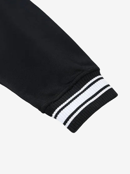 Chrome Cardinal Contrast Trim Raglan Varsity Jacket by Shop FNDMNTLS - Varsity Jackets, Chrome Cardinals, fleeced