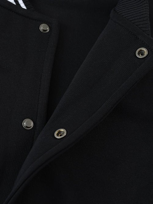 Chrome Cardinal Contrast Trim Raglan Varsity Jacket by Shop FNDMNTLS - Varsity Jackets, Chrome Cardinals, fleeced