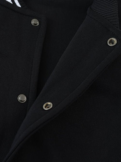 Chrome Cardinal Contrast Trim Raglan Varsity Jacket by Shop FNDMNTLS - Varsity Jackets, Chrome Cardinals, fleeced