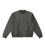 Chrome Cardinal Essential Zip-Up Fleeced Varsity Jacket by Shop FNDMNTLS - polo jacket, Chrome Cardinals FNDMNTLS