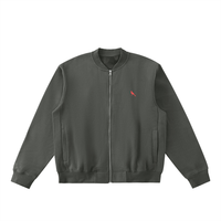 Chrome Cardinal Essential Zip-Up Fleeced Varsity Jacket by Shop FNDMNTLS - polo jacket, Chrome Cardinals FNDMNTLS