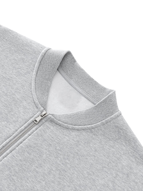Chrome Cardinal Essential Zip-Up Fleeced Varsity Jacket by Shop FNDMNTLS - polo jacket, Chrome Cardinals FNDMNTLS
