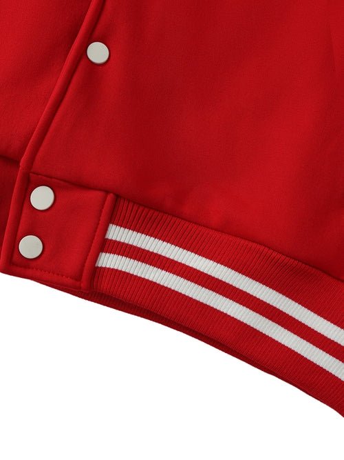 Chrome Cardinal Two-Tone Fleeced Varsity Jacket by Shop FNDMNTLS - Varsity Jackets, Casual Streetwear, Chrome Cardinals