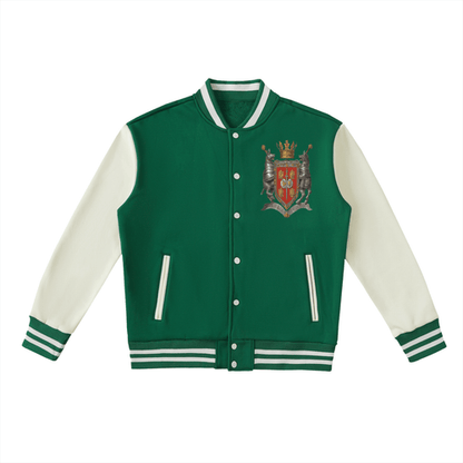 Chrome Cardinal Two-Tone Fleeced Varsity Jacket by Shop FNDMNTLS - Varsity Jackets, Casual Streetwear, Chrome Cardinals