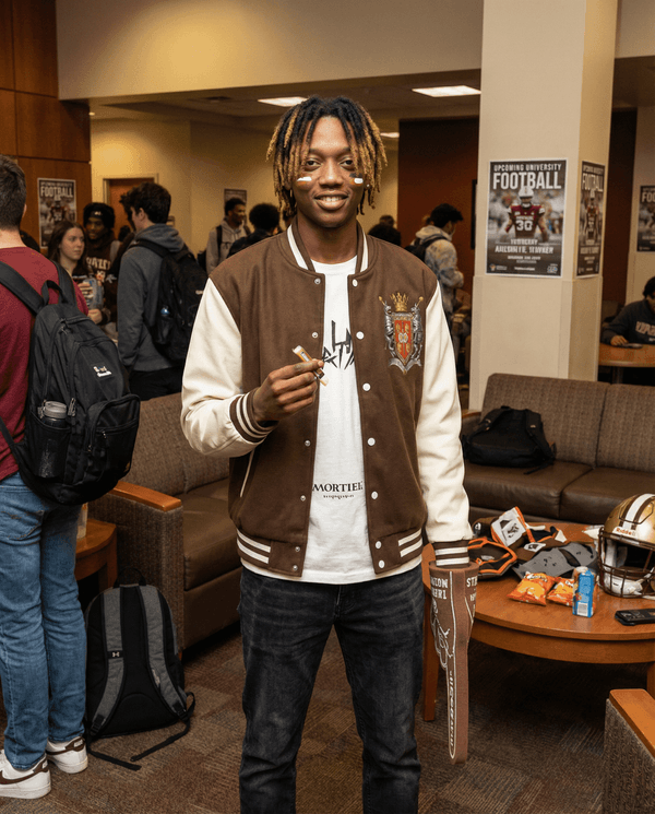 Chrome Cardinal Two-Tone Fleeced Varsity Jacket by Shop FNDMNTLS - Varsity Jackets, Casual Streetwear, Chrome Cardinals