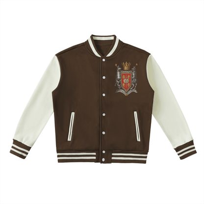 Chrome Cardinal Two-Tone Fleeced Varsity Jacket by Shop FNDMNTLS - Varsity Jackets, Casual Streetwear, Chrome Cardinals