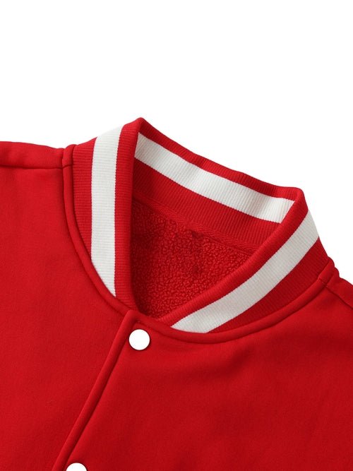 Chrome Cardinal Two-Tone Fleeced Varsity Jacket by Shop FNDMNTLS - Varsity Jackets, Casual Streetwear, Chrome Cardinals