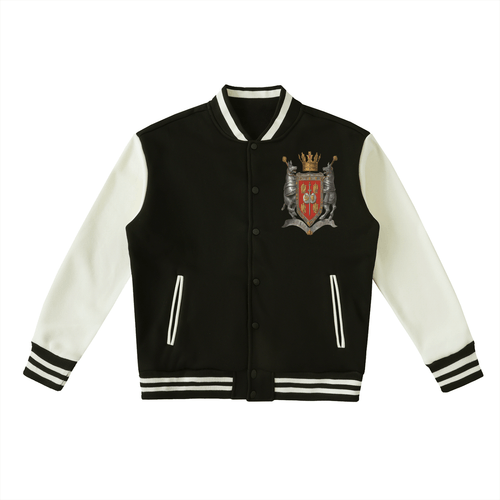 Chrome Cardinal Two-Tone Fleeced Varsity Jacket by Shop FNDMNTLS - Varsity Jackets, Casual Streetwear, Chrome Cardinals