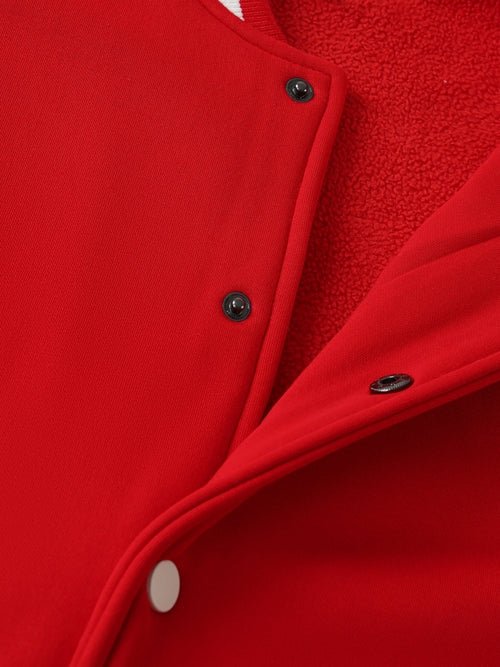 Chrome Cardinal Two-Tone Fleeced Varsity Jacket by Shop FNDMNTLS - Varsity Jackets, Casual Streetwear, Chrome Cardinals