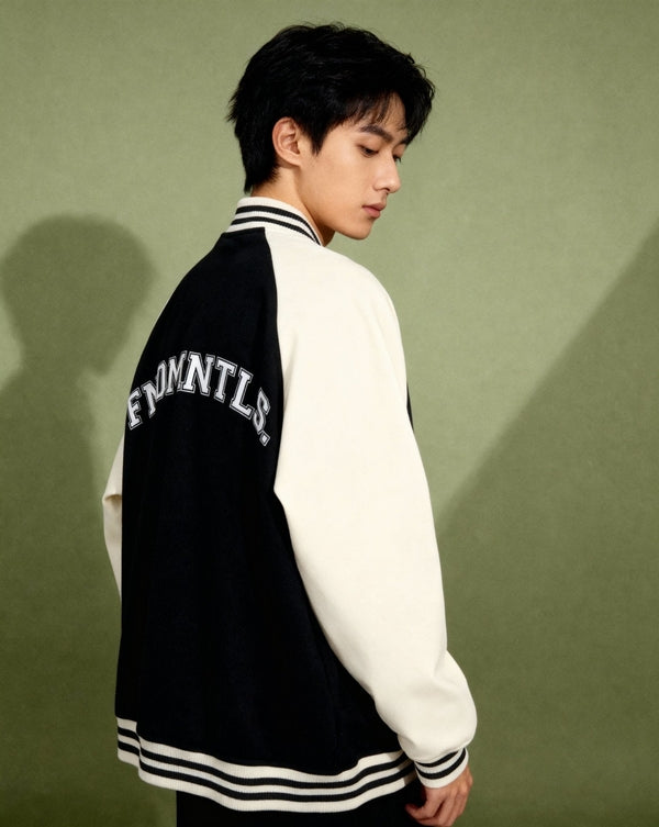 Chrome Cardinal Two Tone Raglan Sleeve Varsity Jacket by Shop FNDMNTLS - Varsity Jackets, mens, two tone raglan sleeve