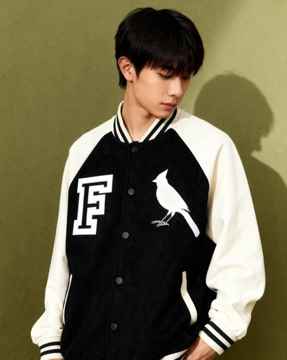 Chrome Cardinal Two Tone Raglan Sleeve Varsity Jacket by Shop FNDMNTLS - Varsity Jackets, mens, two tone raglan sleeve