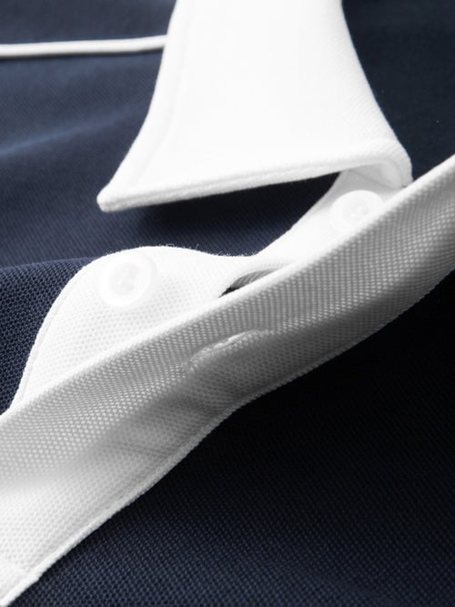 Contrast Collar Short-Sleeve Polo Shirt by Shop FNDMNTLS - polos, Casual Streetwear, casual wear