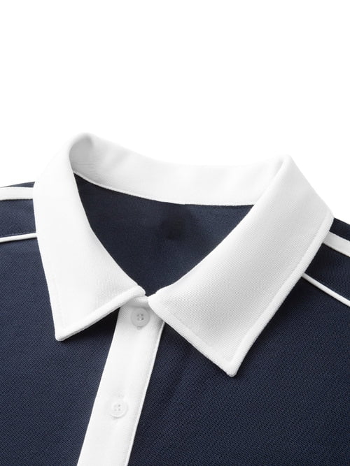 Contrast Collar Short-Sleeve Polo Shirt by Shop FNDMNTLS - polos, Casual Streetwear, casual wear