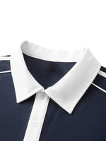 Contrast Collar Short-Sleeve Polo Shirt by Shop FNDMNTLS - polos, Casual Streetwear, casual wear