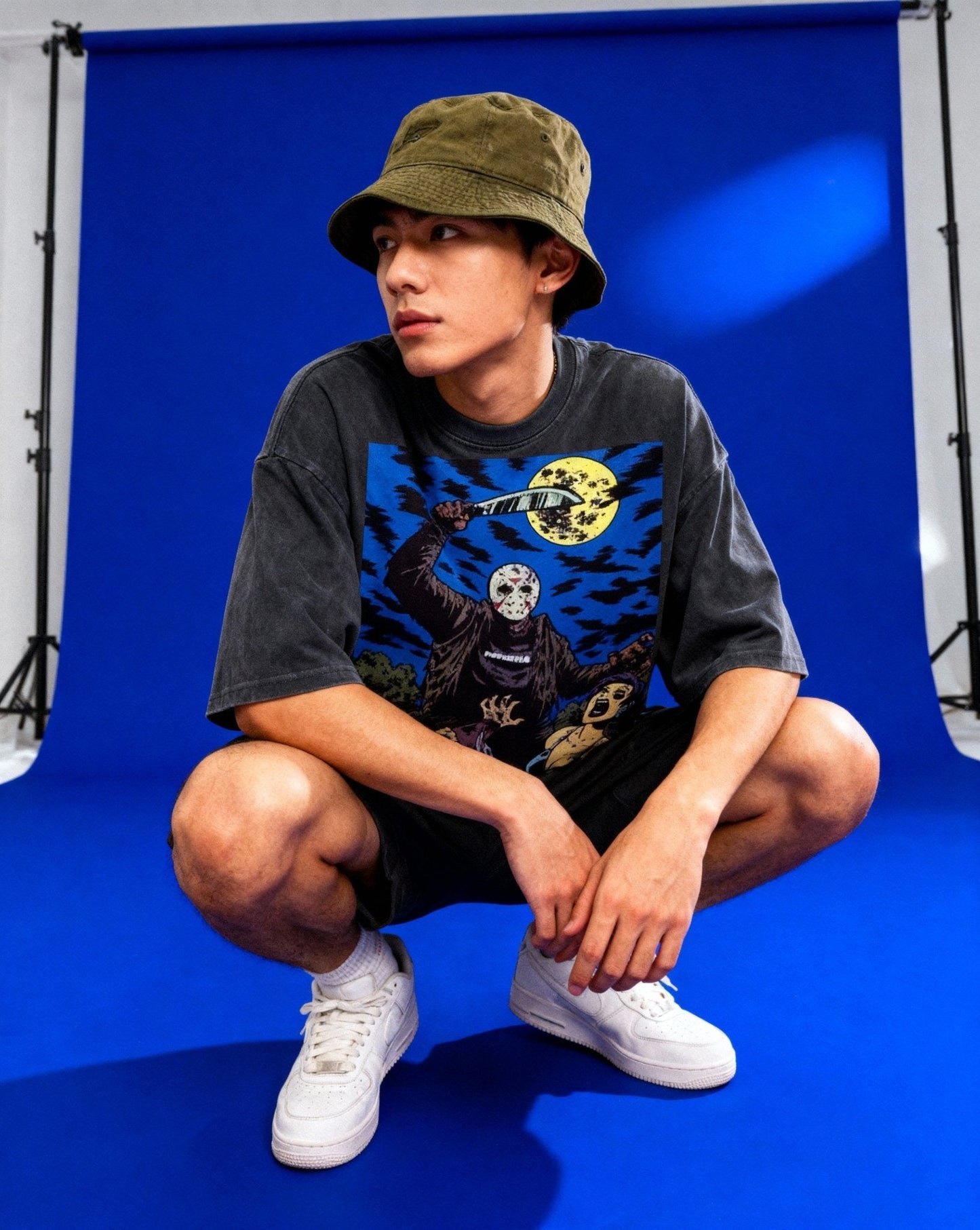 Crystal Lake Vintage Wash Drop Shoulder Graphic T-Shirt by Shop FNDMNTLS - Tshirts, 100% Cotton, Casual Fashion